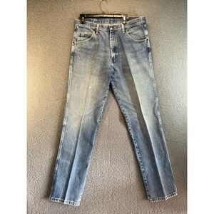 Wrangler Western Cowboy Medium‎ Wash Denim Bootcut Jeans Pants Mens Size 36x34